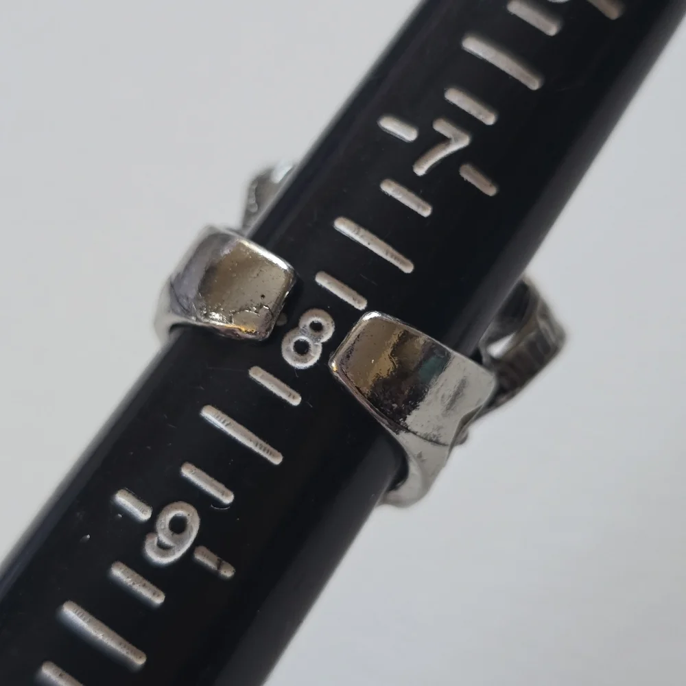 Silver Skull Horned Ring  Size 8